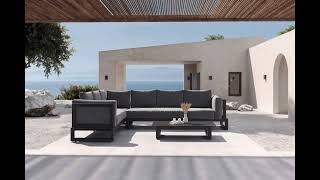 OUTFLEXX Manhattan Ecklounge, anthrazit, Aluminium, pulverbeschichtet, inkl. Beistelltisch, hohe Belastbarkeit