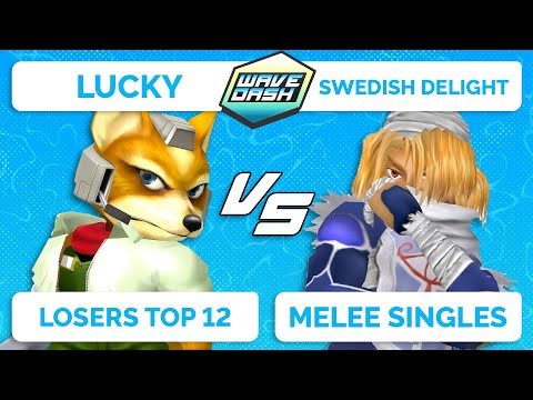 WAVEDASH 2022 - Lucky (Fox) VS Swedish Delight (Sheik) - SSBM - Losers Top 12