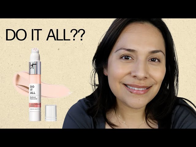 Vídeo relacionado con IT Cosmetics, Do It All Radiant Concealer, Corrige, Ilumina y Rellena la Piel, Larga Duración, Antiojeras, Tez Luminosa, Formulado con Sérum Multivitaminas, 7 ml, Tono: Fair Warm 120