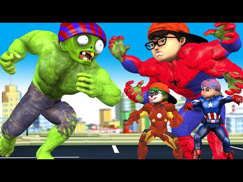 Avengers Team Hero Nick transform Spider Man vs Team Giant Zombie Saves Family  - Scary Teacher 3D