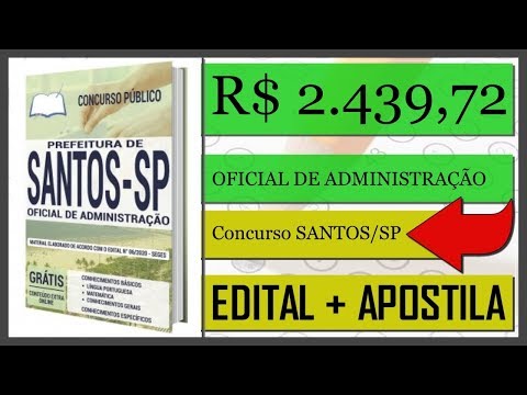 Edital Concurso Prefeitura de Santos SP 2020 - Apostila Para OFICIAL DE ADMINISTRAÇÃO