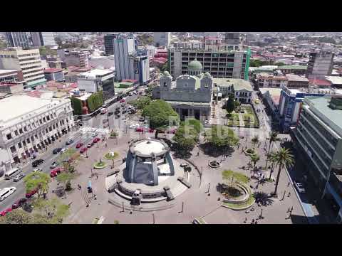 Costa Rica - San Jose, Parque Central de San José Drone [4K] Stock Footage 1