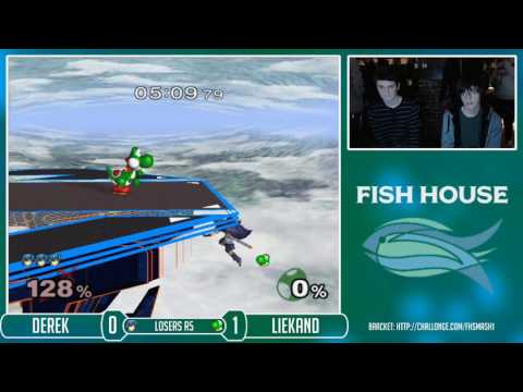Fish House 1 SSBM - Derek (Peach, Marth) Vs. Liekand (Yoshi) Losers Round 5