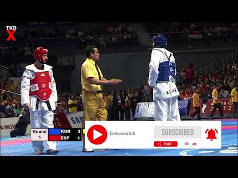 WTF Worlds 2005 Male Heavy Weight Semi Final - Jung Nyung Heo (Korea) v Ruben Montesinos (Spain)