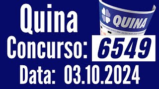 ???????? QUINA de hoje, RESULTADO da QUINA 6549, Resultado Quina, Quina 3/10,