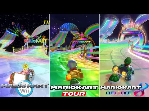Evolution Of Wii Rainbow Road Course In Mario Kart Games [2008-2023] MK8D