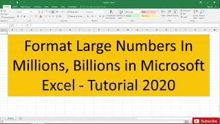 How to Convert Number into Millions ,  Billions in Excel