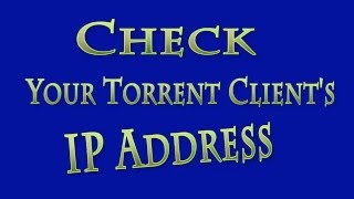 Check Your Torrent Client's IP Address