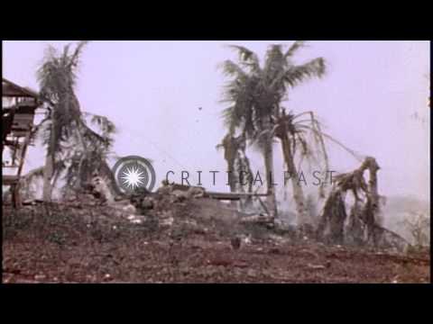 US Marines use flame throwers as they advance in Saipan, Mariana Islands during W...HD Stock Footage