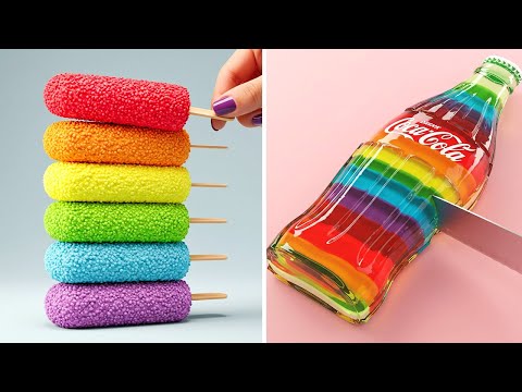 🌈 Jelly Pelangi & Es Krim Warna warni | Ide Memotong Dessert yang Sangat Memuaska