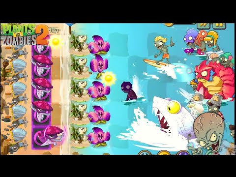 3 New Plants NIGHT CAP & SEA FLORA & MAYBEE vs All Zombies - PvZ 2 v10.4.1 Survival Minigame