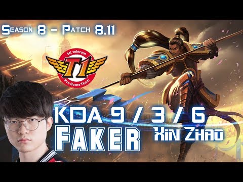 SKT T1 Faker XIN ZHAO vs AURELION SOL Mid - Patch 8.11 KR Ranked