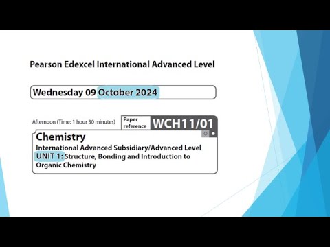 Unit 1 October 2024 -  AS Chemistry Edexcel -  Dr  Hanaa Assil