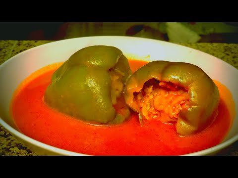 STUFFED GREEN PEPPERS WITH RED SAUCE -TRADITIONAL ROMANIAN RECIPE 🇷🇴