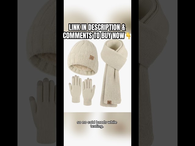 Vídeo relacionado con Voqeen Conjunto Gorro Bufanda Guantes Mujer Invierno Térmico Larga Bufanda de Punto Cálido Gorro Forro Polar Guantes Tactiles Moda Set Regalo