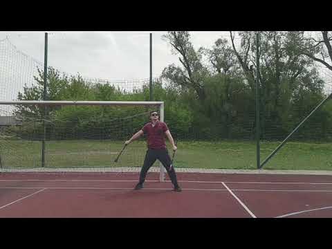 Double staff tutorial - an example of a basic quick throw in slow motion and zoom.