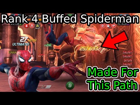 Buffed Spidey Is Pretty Decent! 6 Star Rank 4 Damage Showcase With And Without Suicides | MCOC