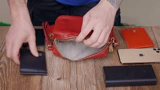 Цікава жіноча сумка з двома ременями з натуральної шкіри Vintage 22274 бордовий