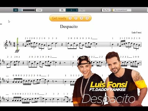 Despacito- Luis Fonsi ft Daddy Yankee, Partitura Violín-Guitarra.