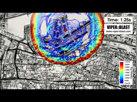 Beirut Ammonium Nitrate explosion simulation (pressure)
