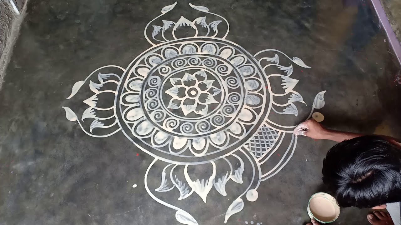 big alpana rangoli design for festivals bengali by mukesh arts