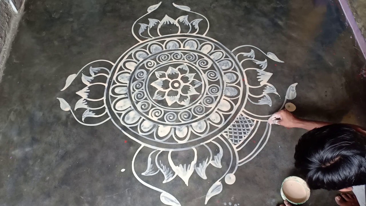 Big alpana rangoli design for festivals bengali by mukesh arts