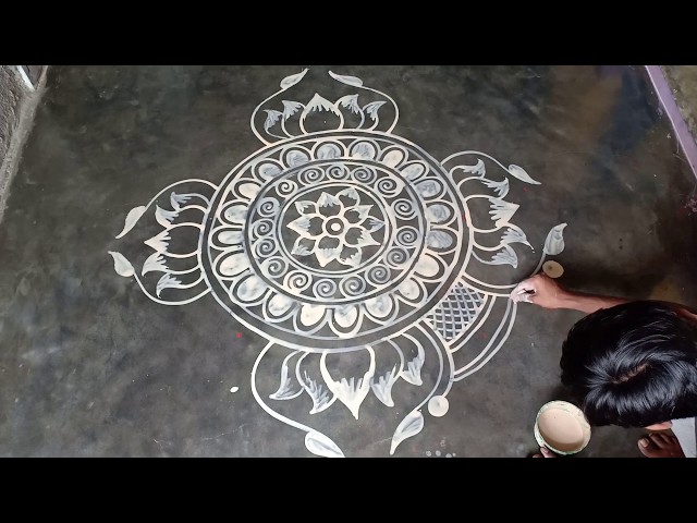 Big alpana rangoli design for festivals bengali by mukesh arts