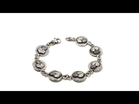 King Baby Jewelry Sterling Silver Heart Coin Bracelet