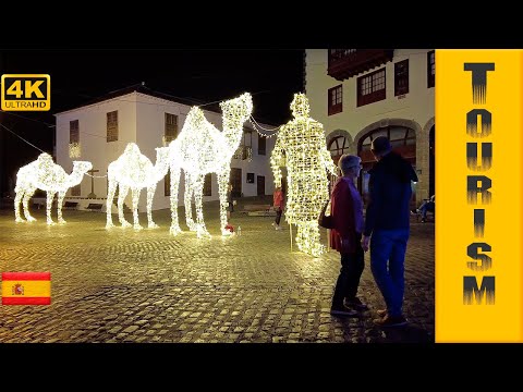 Puerto de La Cruz bei Nacht - Weihnachtsbeleuchtung, Dezember 2021 - Im Norden von Teneriffa