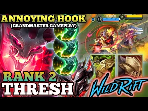 THRESH SUPER ANNOYING HOOK! TANKY DAMAGE BUILD - TOP 2 GLOBAL THRESH BY 聞風喪膽 - WILD RIFT