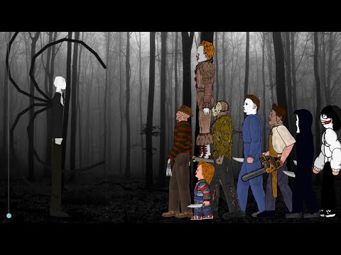 SLENDER MAN vs Jason, Freddy, IT Pennywise, Michael Myers, Leatherface, Chucky, Ghostface, Jeff