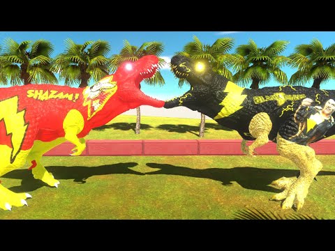 SHAZAM T REX vs BLACK ADAM in ISLAND SPEED RUN - Animal Revolt Battle Simulator
