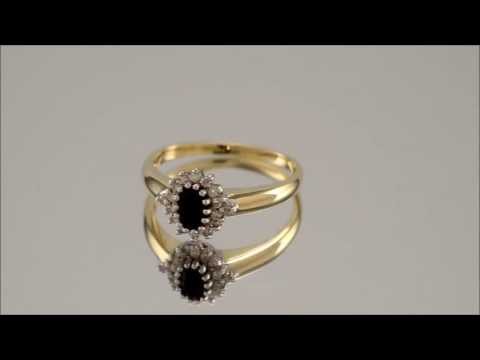 9ct Gold 15pt Diamond And Sapphire Cluster Ring - D6755