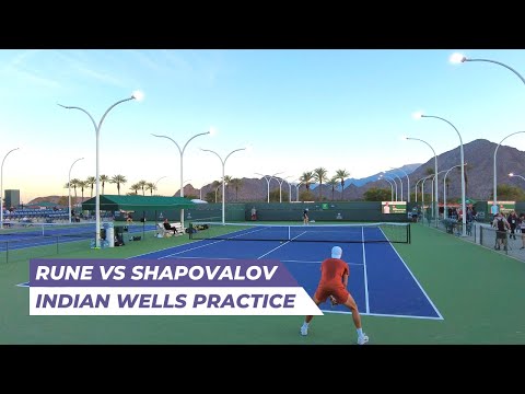 [4K] Holger Rune vs Denis Shapovalov - Court Level Practice | Indian Wells 2023