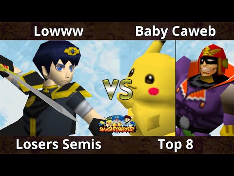 Smashtoberfest 2022 Losers Finals - Lowww (Marth) Vs. Baby Caweb (Pikachu, Falcon) SSB64 Smash Remix