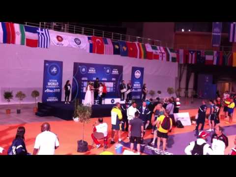 Zhora Hovhannisyan  World Championship among veterans Atenk 2015 flag-raising