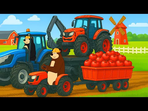 Harvesting Apples 🍎 | Tractor Trouble in the Field & Transport for Repair | Realistic Farm Animation