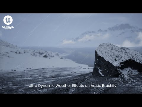 Weather Effects with Ultra Dynamic Sky on Arctic Brushify Landscape - UE5