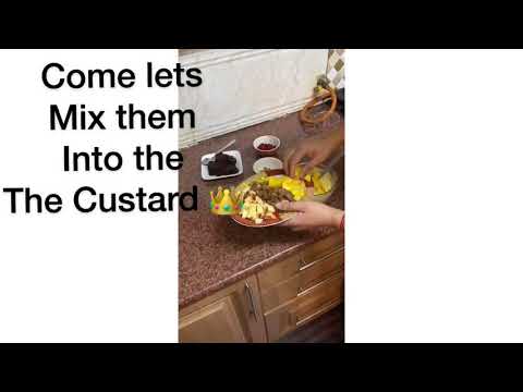 Fruit n chocolate Cake Custard