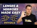 Convex and Concave Thin Lenses and Mirrors (Converging & Diverging) w/ Examples