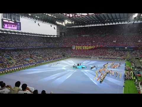 Alicia Keys performs at the 2015/2016 UCL final in Milan.