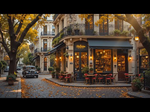 Charming Fall Jazz In Cozy Outdoor Café - Autumn Coffee Shop Ambience With Relaxing Jazz Music