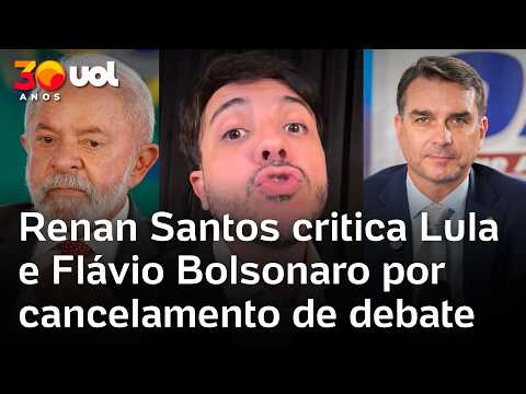 Renan Santos critica Lula e Flávio Bolsonaro por cancelamento de debate: ‘vergonha’
