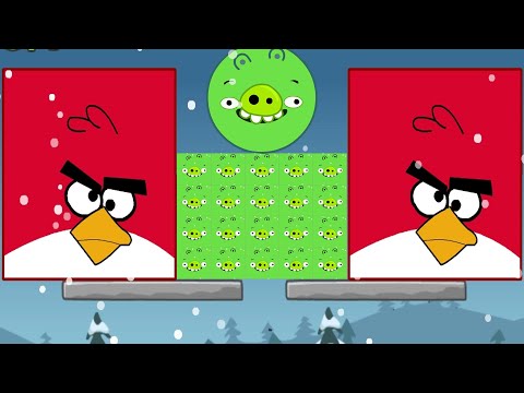 Angry Birds Kick Out Green Pigs - ALL SMALL SQUARE PIGS GOT DROPPED BY TWO GIANT BIRDS!