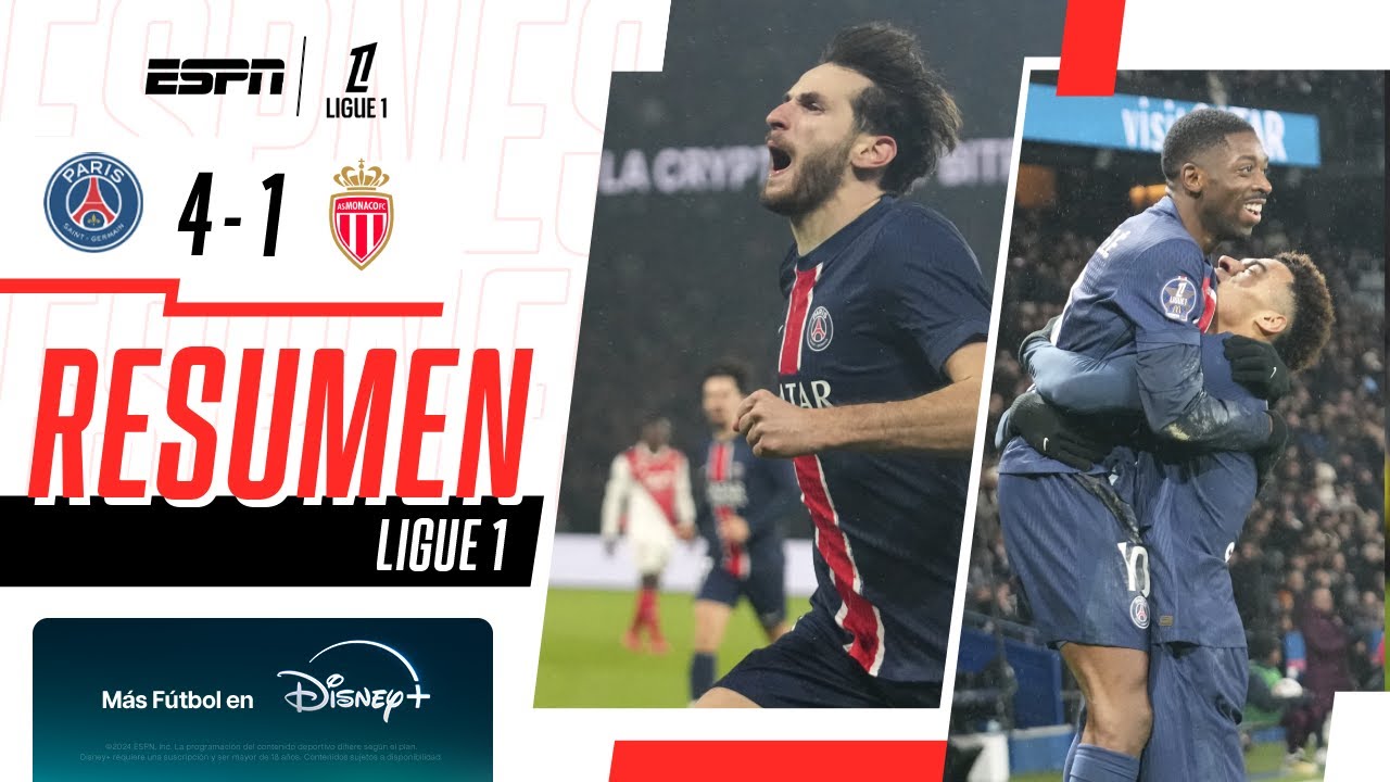 GOLAZO DE KHVICHA, DOBLETE DE DEMBELÉ Y VAPULEADA PARISINA | PSG 4-1 Monaco | RESUMEN