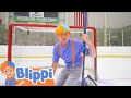 Blippi Visits An Ice Rink And Plays Hockey Blippi Kids Playground Educational Videos For Kids