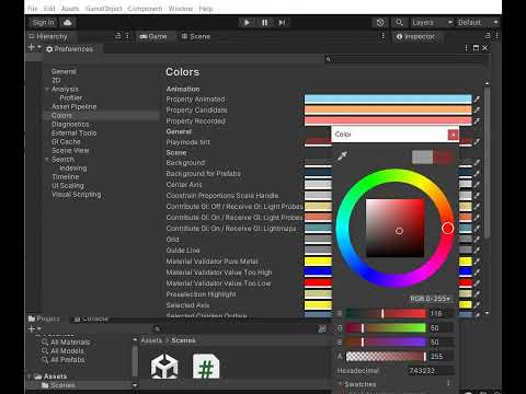 How to color selection and choose Playmode tint color in unity