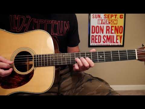 Don Reno's guitar breaks to "Oh How I Miss You"