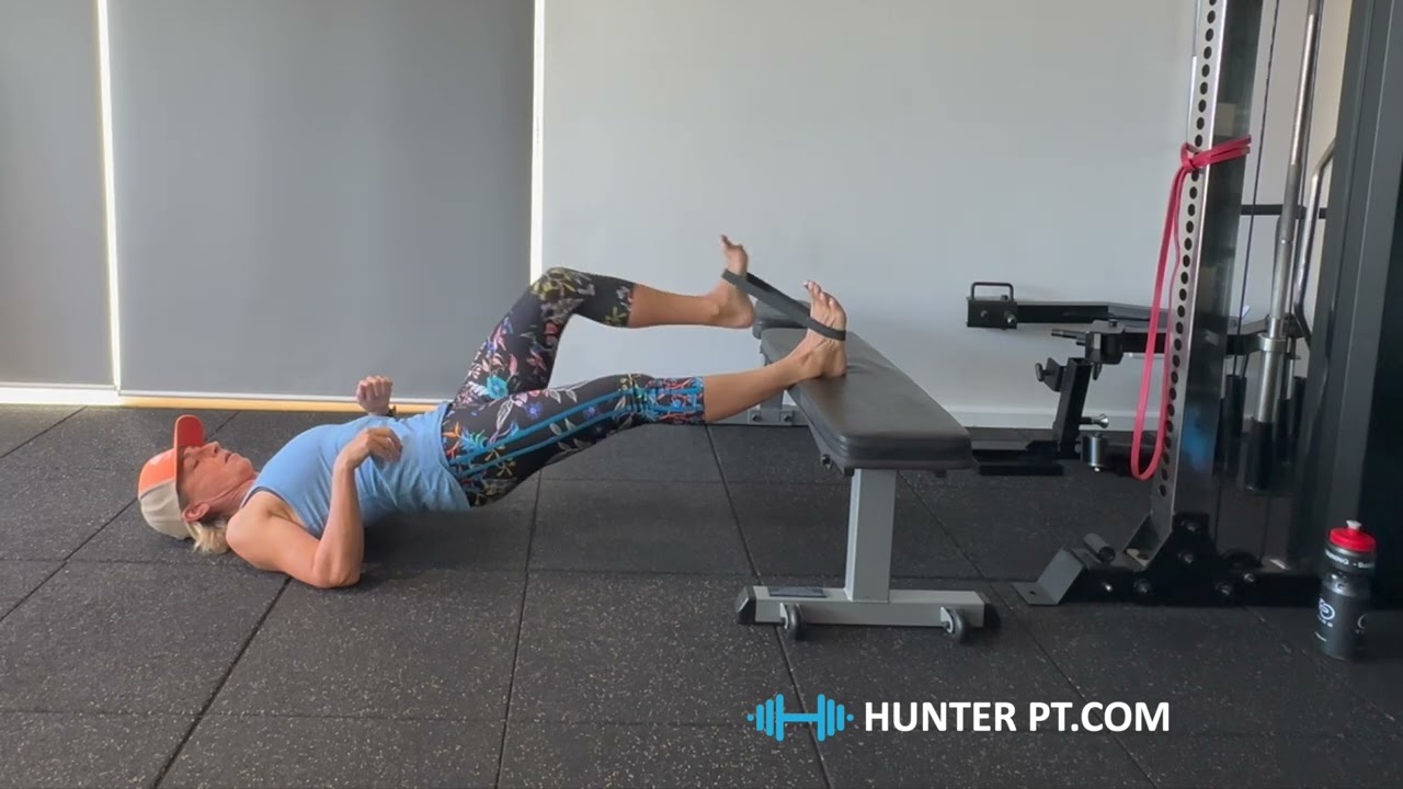 Feet elevated glute bridge hip flexor march