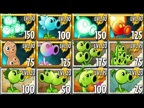 Plants vs Zombies 2 All Pea Plants MAX LEVEL Power Up vs Zombies Fight!